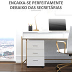 Bloco de Gavetas para Escritório Móvel de Arquivos com 3 Gavetas 4 Rodas e Fechadura com 2 Chaves para Escritório Secretária Casa 40x40x61,5 cm Branco — foto 5