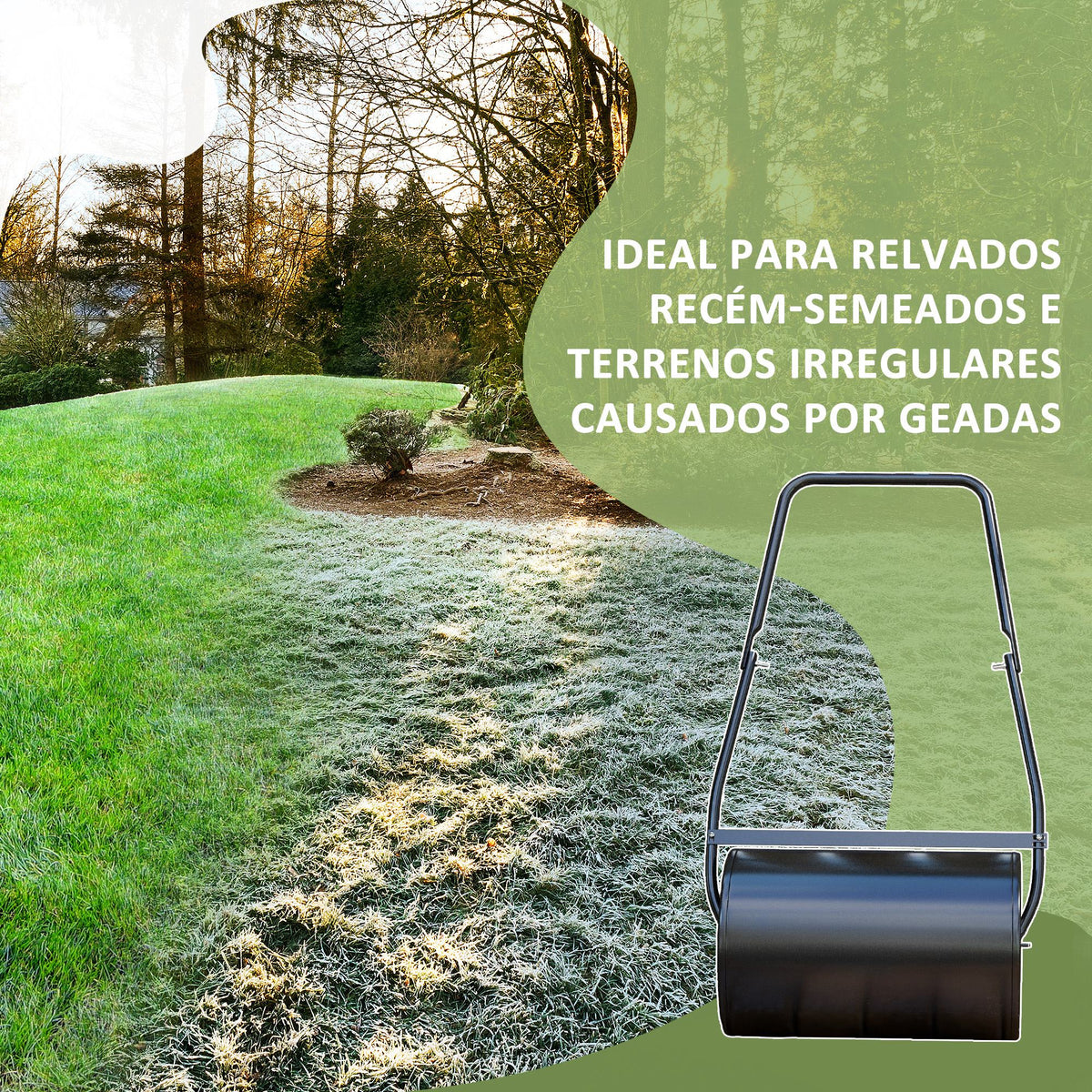 Rodillo de Césped de Jardín Acero 38L Llena de Agua o Arena Medida de Rodillo Φ32x50cmAsa Desmontable — foto 4