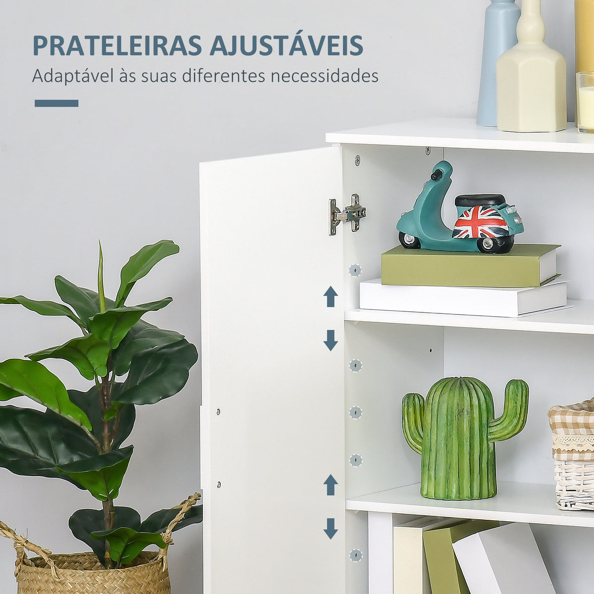 kleanklin Armário de Casa de Banho com 2 Portas e 2 Prateleiras Ajustáveis em 7 Níveis Móvel Auxiliar de Armazenamento para Sala de Estar Cozinha 60x30x80cm Branco — foto 5