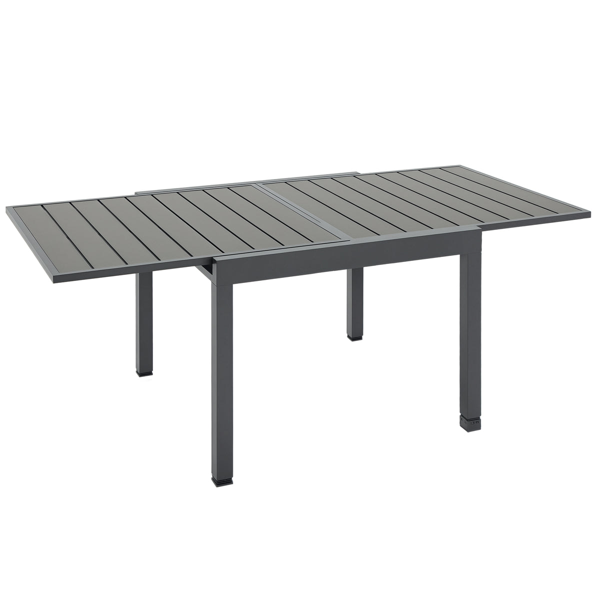 Mesa de Jardim Extensível de Alumínio Mesa de Jantar Retangular para 4-6 Pessoas Carga Máxima 70kg para Pátio Terraço Exterior 180x90x73cm Cinza — foto 1