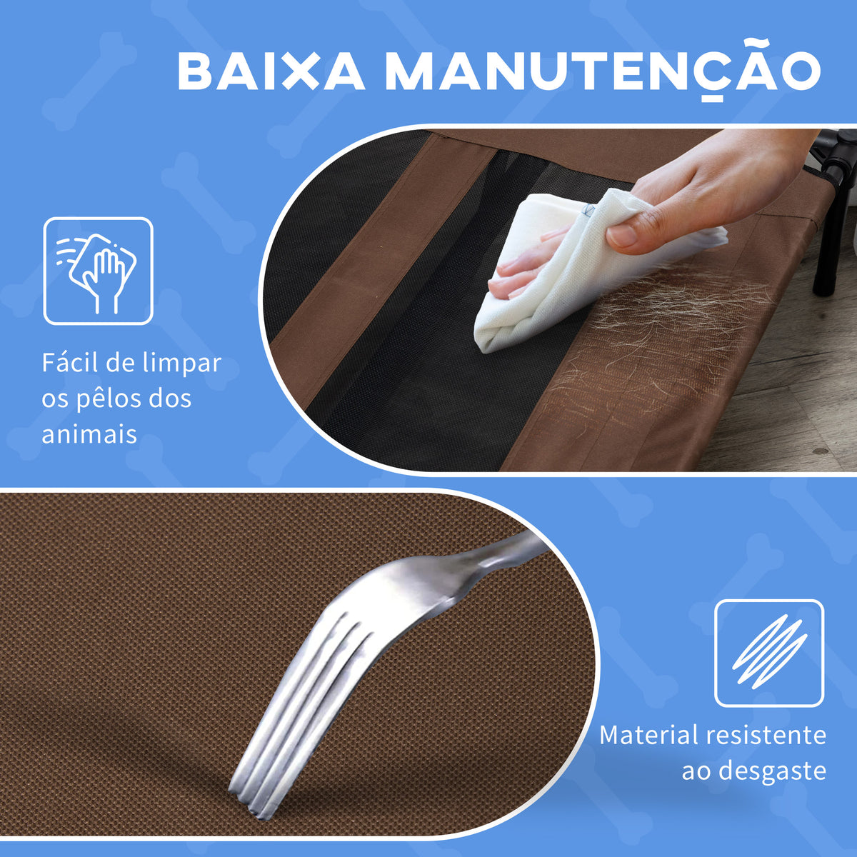 Cama para Animais de Estimação Cama Elevada para Cães Gatos com Tecido Transpirável para Dormir Relaxar Exterior Jardim Terraço 122x92x23cm Marrom — foto 5