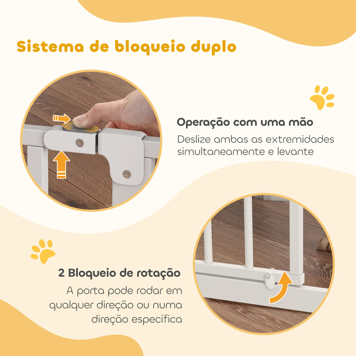 Barreira de Segurança para Cães Extensível para Escadas e Portas 75-95cm com Extensão de 10 cm Montagem a Pressão Aço Altura 76 cm Branco — foto 5