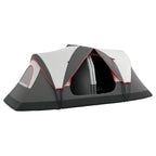 Tenda de Campismo Familiar para 4-5 Pessoas Tenda de Campismo Dobrável com 2 Quartos e Bolsa de Transporte Impermeável para Trekking 450x215x180 cm Cinza — foto 1