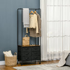 Cabideiro para Roupa com Rodas Cabideiro para Entrada com 6 Gavetas de Tecido Barra para Pendurar para Corredor Quarto Sala de Estar 63,5x40x172,5 cm Castanho Rústico — foto 2