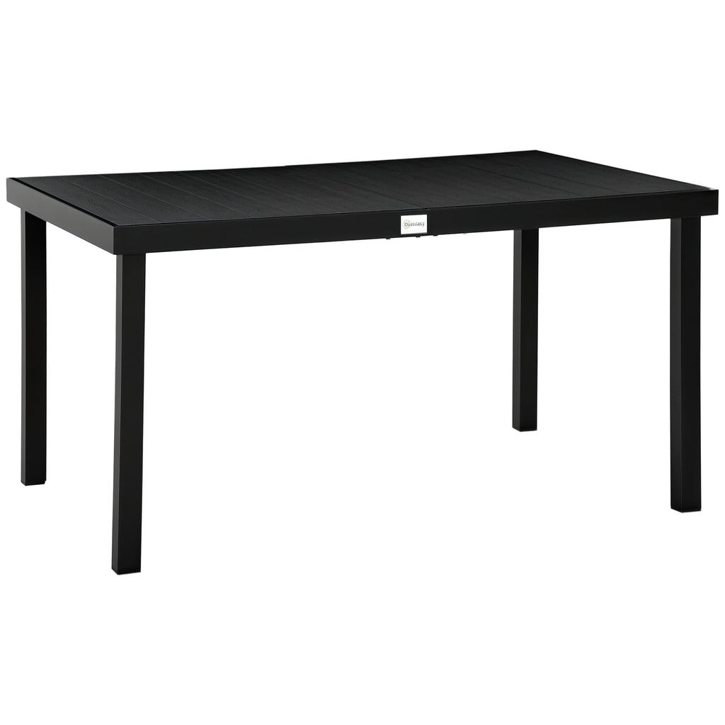 Mesa de Jardim Retangular Mesa de Exterior para 6 Pessoas com Bancada de Ripas e Estrutura de Alumínio para Terraço Balcão 140x90x74cm Preto — foto 1