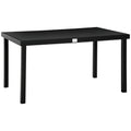 Mesa de Jardim Retangular Mesa de Exterior para 6 Pessoas com Bancada de Ripas e Estrutura de Alumínio para Terraço Balcão 140x90x74cm Preto — foto 1