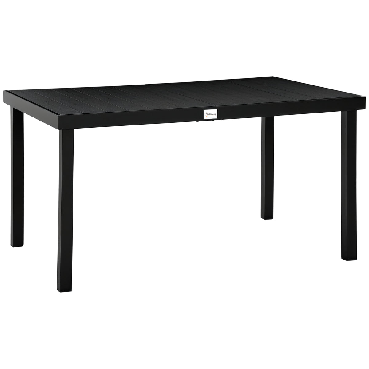 Mesa de Jardim Retangular Mesa de Exterior para 6 Pessoas com Bancada de Ripas e Estrutura de Alumínio para Terraço Balcão 140x90x74cm Preto — foto 1