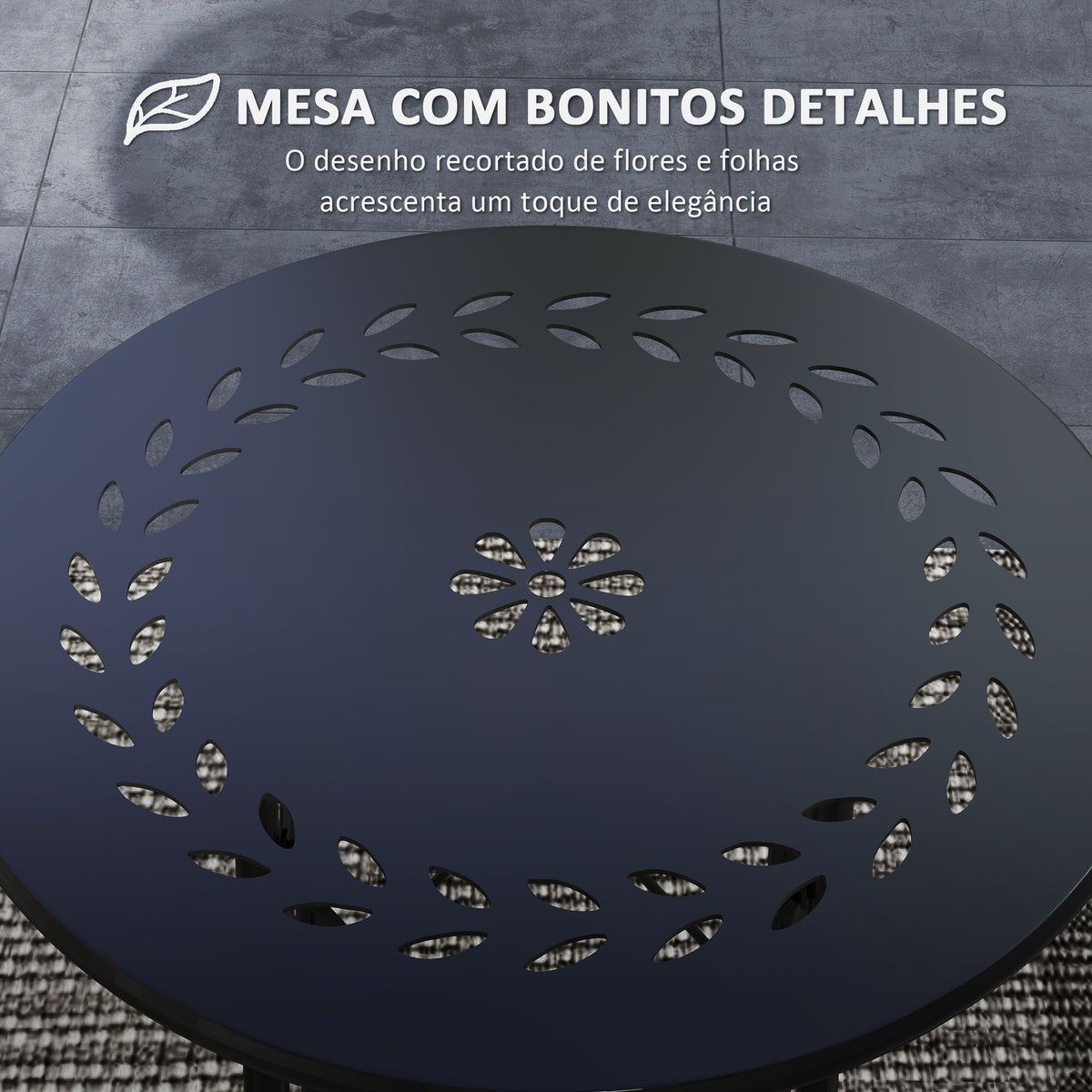Mesa de Jardim Redonda Mesa de Varanda Ø40x50 cm com Pés Ajustáveis e Estrutura em Forma de X Mesa para Exterior e Interior Preto — foto 4