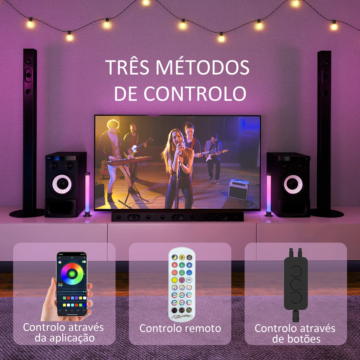 Conjunto de 2 Candeeiros de Mesa Candeeiros de Mesa LED com Controlo Remoto App Bluetooth Sincronização com Música e Temporizador para Sala de Estar Sala de Jogos Dormitório 6x6x32,5 cm Branco — foto 5