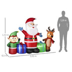 Decoração Insuflável de Natal Pai Natal com Rena e Duende Decoração de Natal com 6 Luzes LED e Insuflador para Jardim Pátio 203x50x153 cm Multicor — foto 3