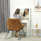 Poltrona Sala de Estar Moderna Poltrona de Leitura com Assento Largo e Acolchoado Estofada em Veludo Pés de Metal Poltrona para Dormitório 70x67,5x87 cm Marrom — foto 7