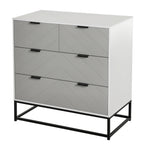 Cômoda de cabeceira com 4 gavetas com base elevada e desenho anti derrapante 80x40x79 cm Branco Cinzento e Preto — foto 1