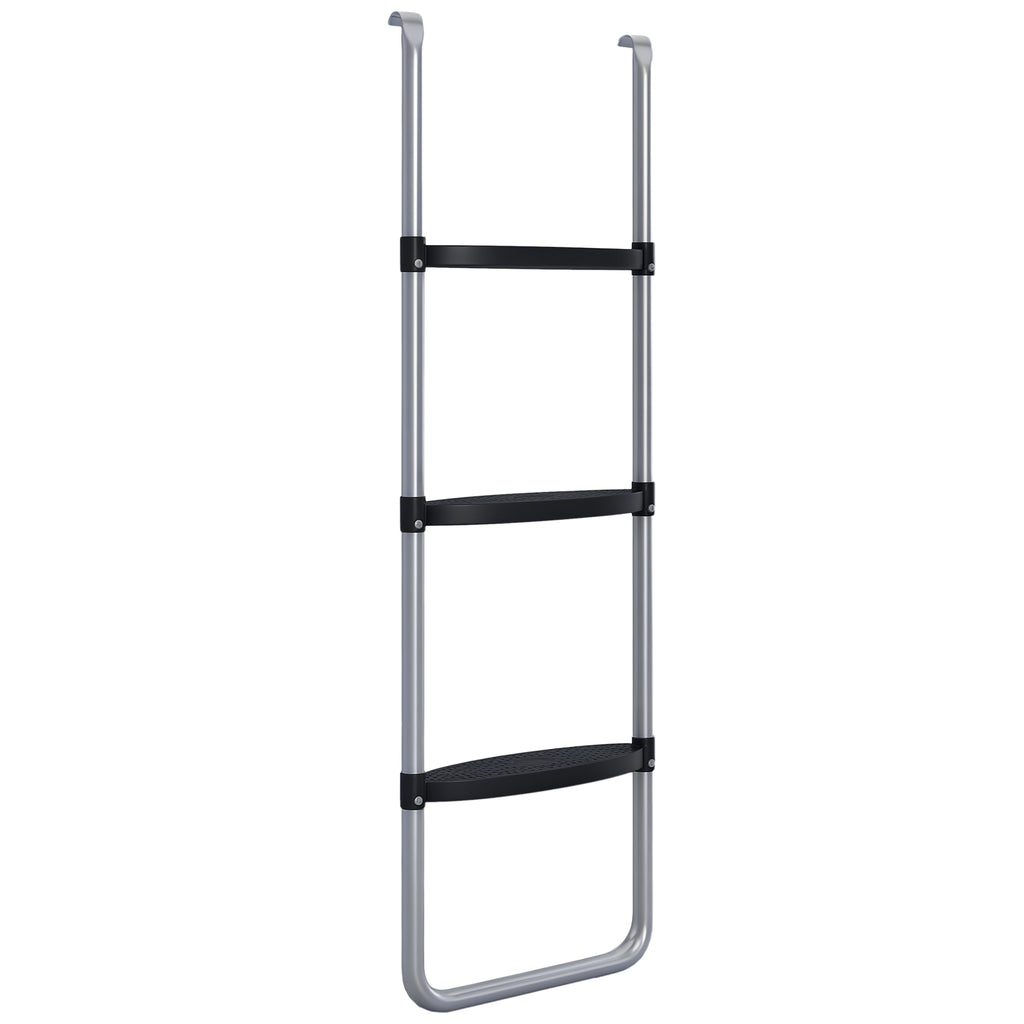 Escada para Trampolim de Aço Escada para Trampolim de 3 ou 2 Degraus com Degraus Largos e 2 Ganchos Capacidade 120 kg 110x32 cm Prata — foto 1