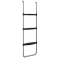 Escada para Trampolim de Aço Escada para Trampolim de 3 ou 2 Degraus com Degraus Largos e 2 Ganchos Capacidade 120 kg 110x32 cm Prata — foto 1