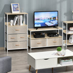 Cómoda com 4 Gavetas Dobráveis e Prateleira Aberta Cómoda com Gavetas de Tecido para Escritório Dormitórios Estilo Industrial Anti-Tombo 58x29x103cm Madeira e Cinza Claro — foto 2