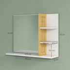 Espelho de Casa de Banho Espelho de Parede Moderno e Retangular com 4 Prateleiras de Armazenamento para Maquilhagem Vestuário 45x15x58,5 cm Branco — foto 3