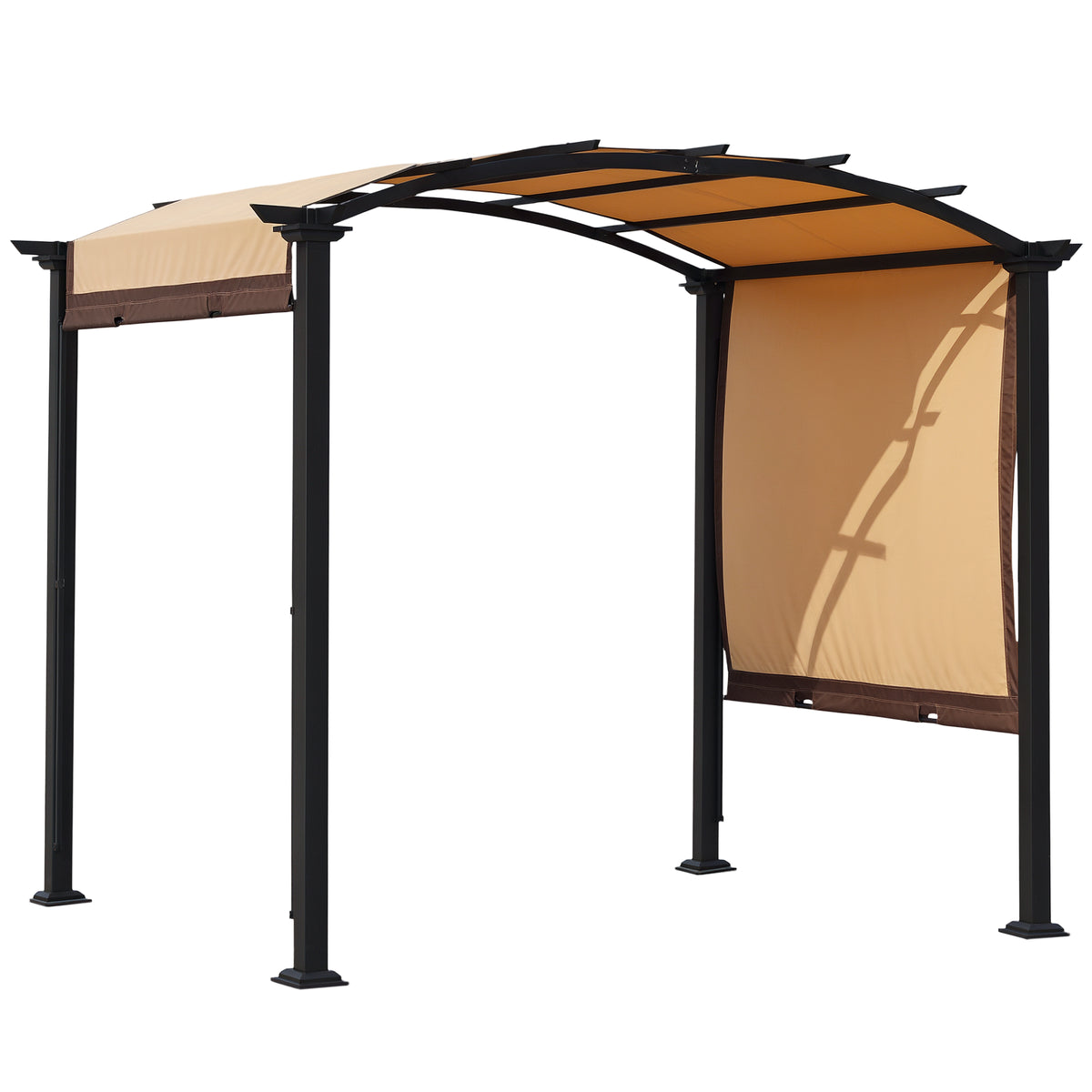 Pergola 3x2,5 m Gazebo de com teto retrátil para jardim pátio Terraço Tecido de poliéster parafusado resistente aos raios UV Bege — foto 1