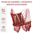 Cadeira de rede suspensa de tecido de algodão poliéster Carga de 120 kg Poltrona suspensa para terraço interno ao ar livre 100x60x100 cm Multicolor — foto 5