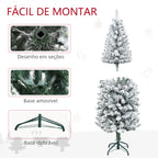 Árvore de Natal 150 cm Árvore de Natal Artificial Coberta de Neve com 317 Ramo e Suporte de Metal Árvore Natalícia para Sala Interior Verde — foto 6