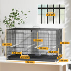 Gaiola para Pássaros com Divisória Gaiola para Aves com 4 Comedouros 4 Poleiros e Bandeja Amovível Gaiola para Canários Periquitos 76x46x46 cm Preto — foto 3