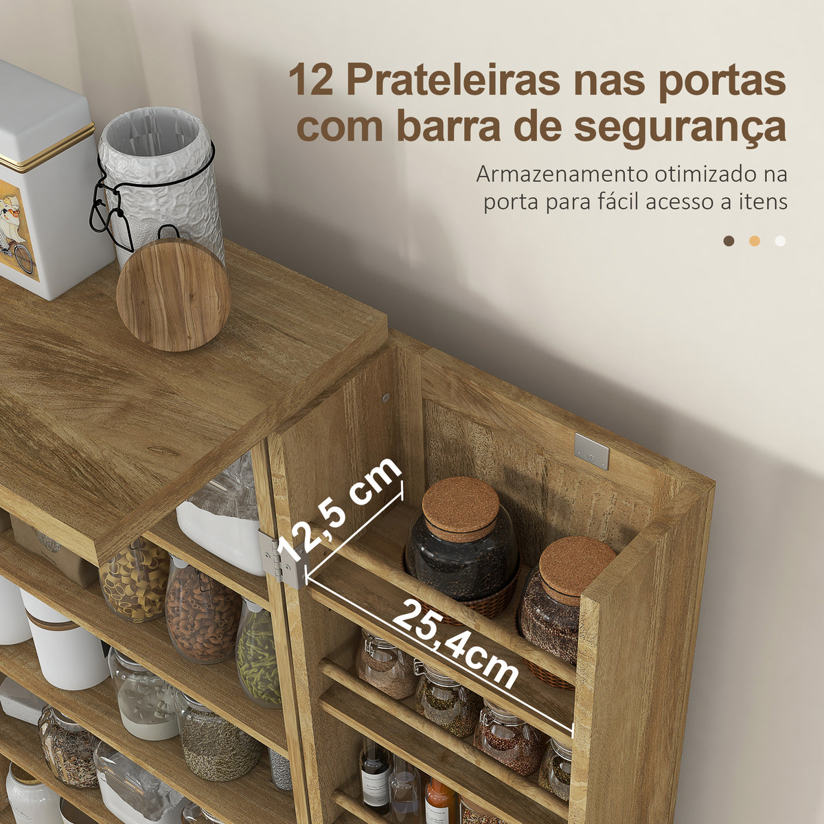 Armário de Cozinha Armário Despensa Cozinha com 2 Portas de Vime e 16 Prateleiras Despensa Moderna com Prateleiras Ajustáveis para Sala de Jantar 60x30x104 cm Madeira — foto 5