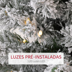 Árvore de Natal 150 cm Árvore de Natal Artificial Nevada com 120 Luzes LED 263 Ramos e Suporte de Metal Árvore de Natal para Sala de Estar Verde e Branco — foto 5