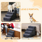 Escada para Animais de Estimação com 4 Degraus 2 em 1 com Capa Removível e Lavável Escada para Cães Gatos Carga 30kg 60x35x44 cm Cinza Escuro — foto 7
