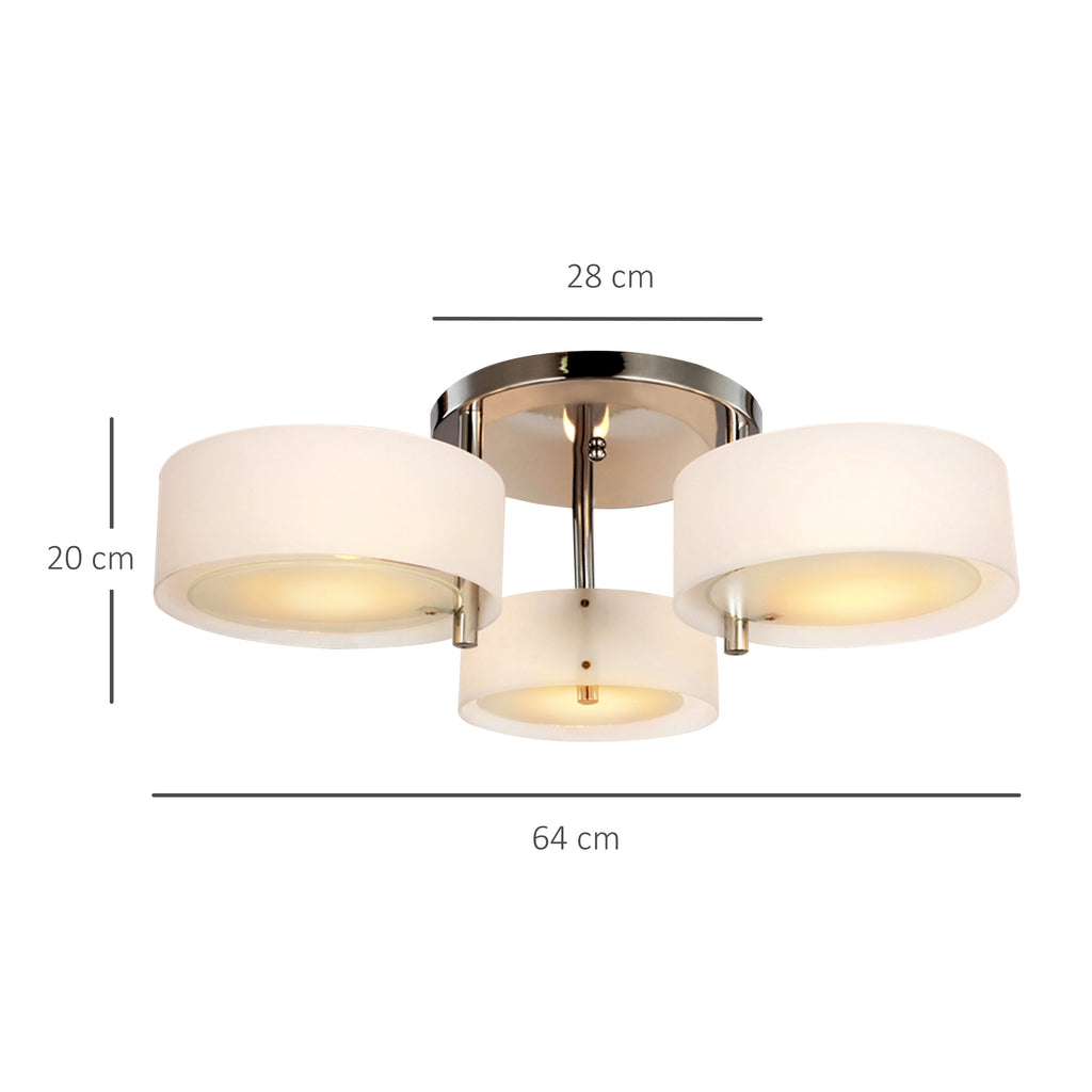 Candeeiro de Teto Moderno Candeeiro Suspenso com Ecrã em Acrílico e Suporte para Lâmpada E27 Candeeiro para Sala de Estar Dormitório Sala de Jantar Ø64x20 cm Branco — foto 3