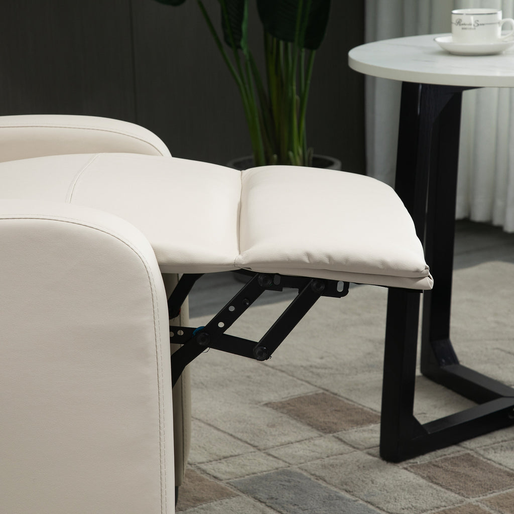 Poltrona de Massagem Poltrona Relax Reclinável com 2 Zonas de Massagem 8 Programas 5 Níveis de Intensidade e Controlo Remoto Estofada em PU 68x88x98 cm Creme — foto 8
