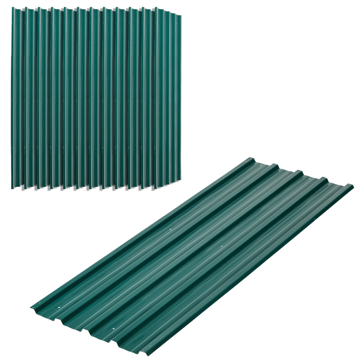 Conjunto de 12 Painéis para Teto de Aço Galvanizado Chapas Perfiladas de Teto 7m² para Abrigo de Ferramentas Abrigo Exterior 129x45cm Verde — foto 1