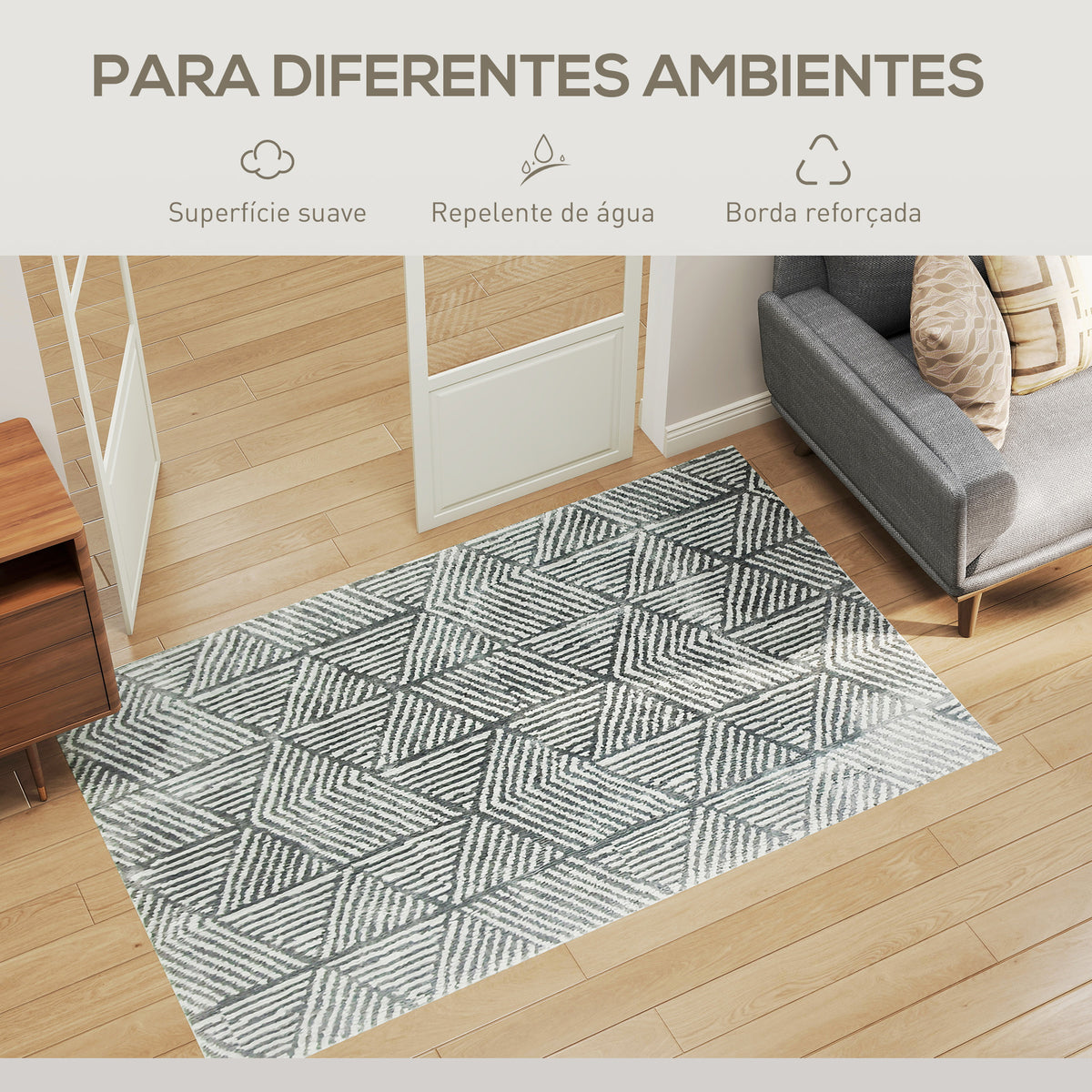 Tapete Sala de Estar 170x120 cm Tapete Lavável na Máquina de Lavar Pelo Curto Estilo Moderno Tapete para Sala de Estar Quarto Sala de Jantar Cinzento Escuro — foto 5