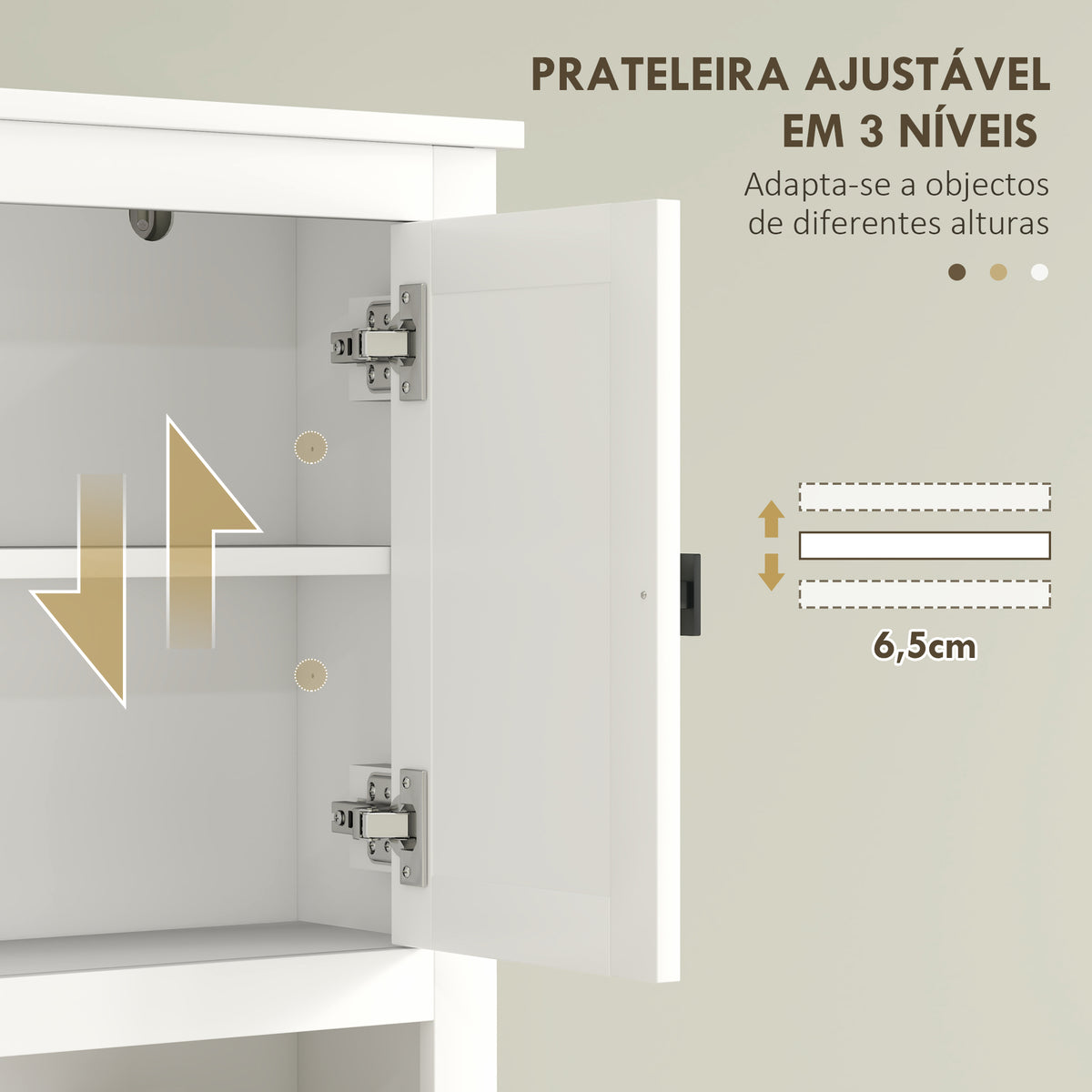 Móvel sobre Sanita Armário sobre Sanita com 2 Portas com Frente em Vime Compartimento e Prateleira Ajustável Móvel Casa de Banho 60x19,5x160 cm Branco — foto 5