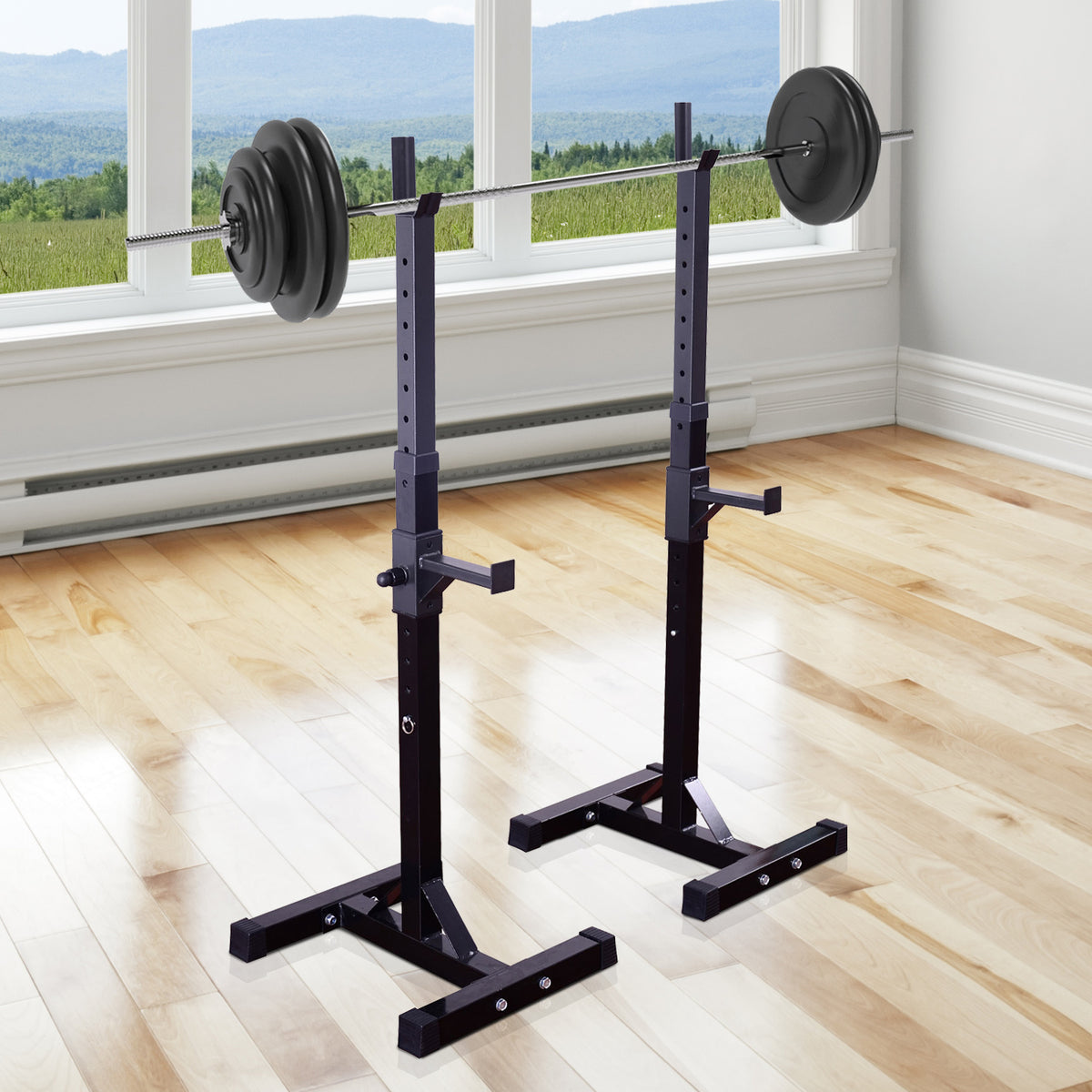 Suporte de Barra de Pesos Prateleira Ajustável de 12 Camadas Barra Levantamento de Pesos Academia Máx. 150 kg Aço 52x48x108-163 cm Preto — foto 2