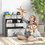 Estante para Brinquedos com 6 Caixas de Tecido não Tecido Amovíveis Organizador de Brinquedos para Crianças de 3-8 Anos para Dormitório 63x30x66 cm Ciza — foto 2