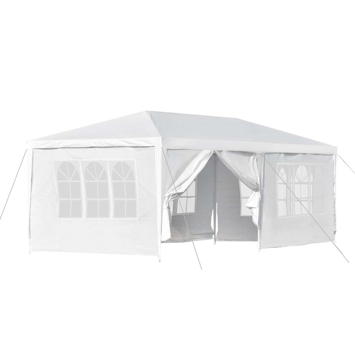 Tenda para Festas 6x3 Tenda de Jardim com 2 Portas 4 Paredes Laterais Removíveis e 4 Janelas para Exterior Eventos Casamentos Branco — foto 1