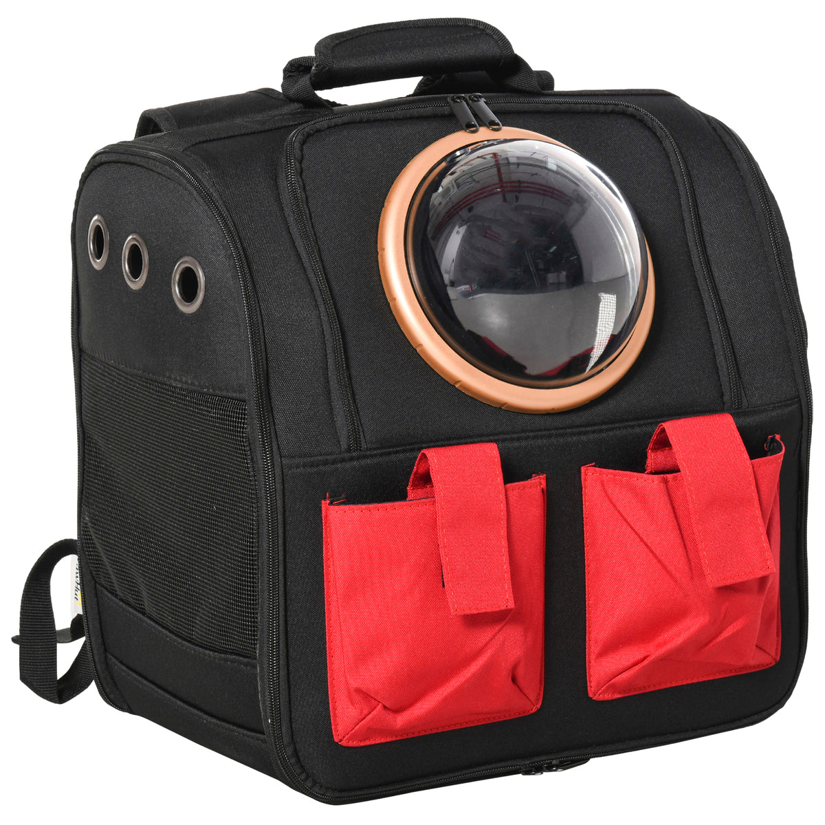 Mochila com Visor para Gatos Mochila de Transporte para Animais de Estimação Dobrável 38x24x38 cm Preto e Vermelho — foto 1