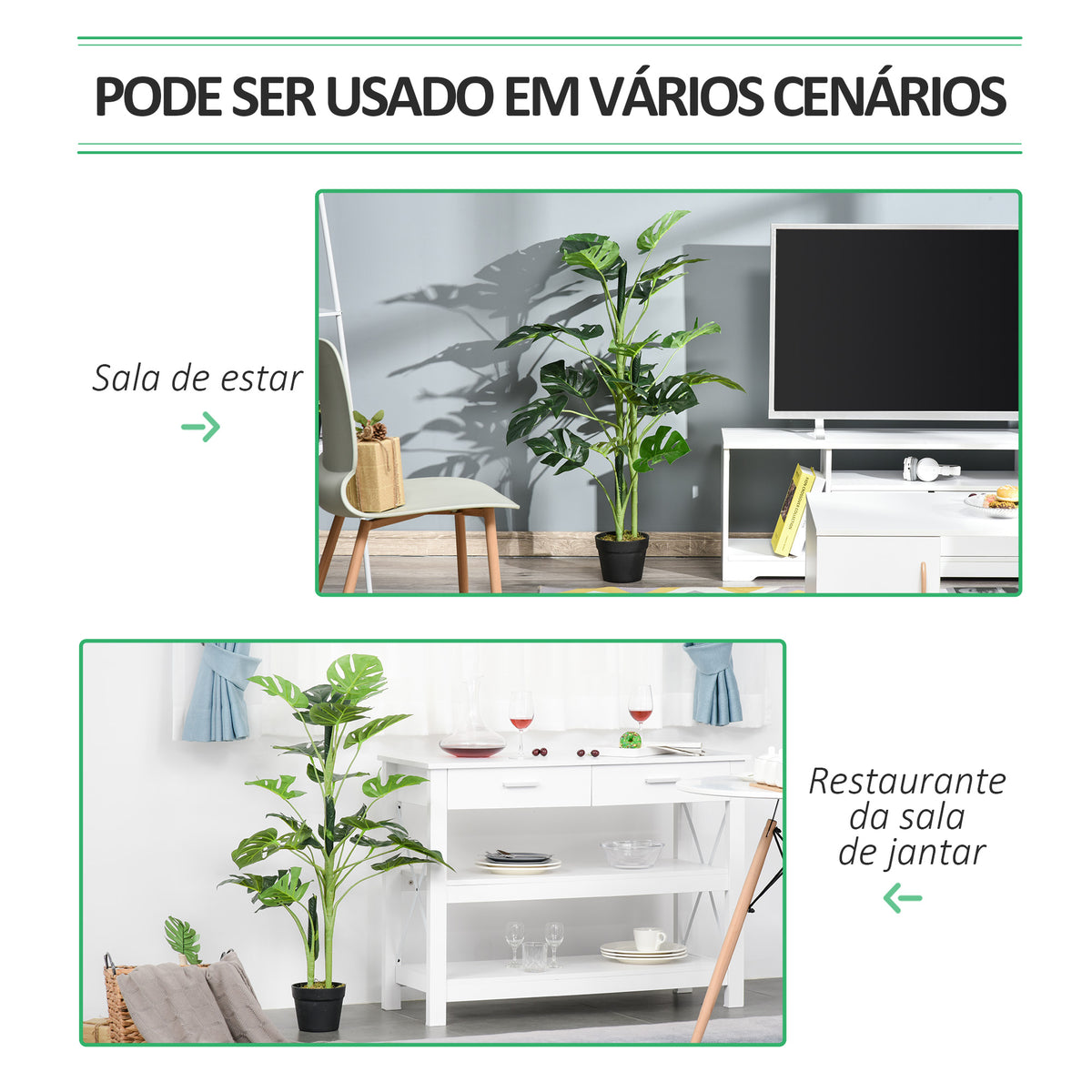 Monstera Planta Artificial com Vaso Árvore Tropical Sintética com 21 Folhas Ø16x100 cm Verde — foto 6