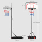 Tabela de Basquetebol para Exterior com Alvo de Dardos Tabela de Basquetebol Portátil com Ajustável 210-247 cm Rodas Base Rellenável para Adolescentes e Adultos Preto — foto 3