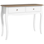 Mesa Consola Consola de Entrada com 2 Gavetas Estilo Francês para Corredor Dormitório Sala de Estar 100x35x76,5 cm Branco e Marrom Escuro — foto 1