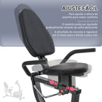 Bicicleta Estática com Encosto 8 Níveis de Resistência Bicicleta Estática Reclinada com Banco Ajustável Ecrã LCD e Suporte para Telemóvel para Treinos de Recuperação 121-142x62x101 cm Preto — foto 6