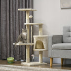 Árvore Arranhador para Gatos 112 cm com 4 Níveis Poste de Sisal Caverna Espaçosa Múltiplas Plataformas e Brinquedos Divertidos 75x40x112 cm Bege — foto 2