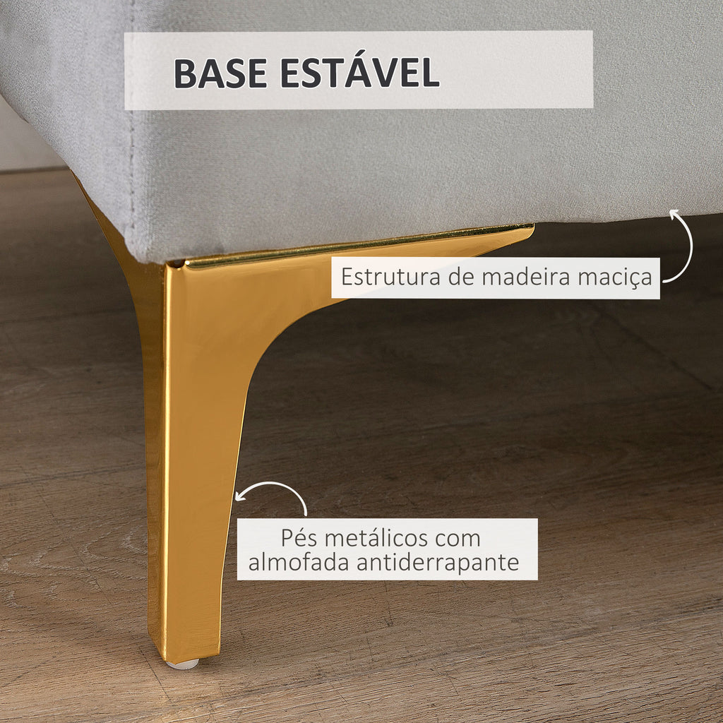 Banco de Pé de Cama com Assento Acolchoado e Pés Metálicos Banco de Quarto para Entrada Corredor Capacidade 120 kg 118x45x42 cm Cinza — foto 6