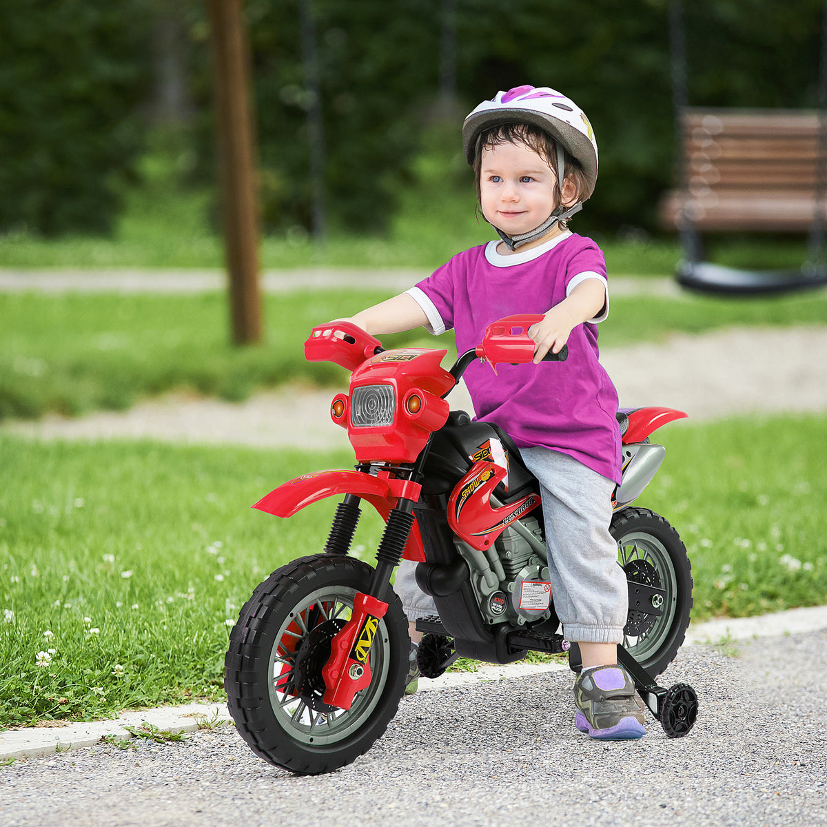 Mota Elétrica para Crianças Mota Elétrica Infantil Bateria 6V para Crianças acima de 3 Anos com Rodas de Apoio 102x53x66 cm Vermelho e Preto — foto 2
