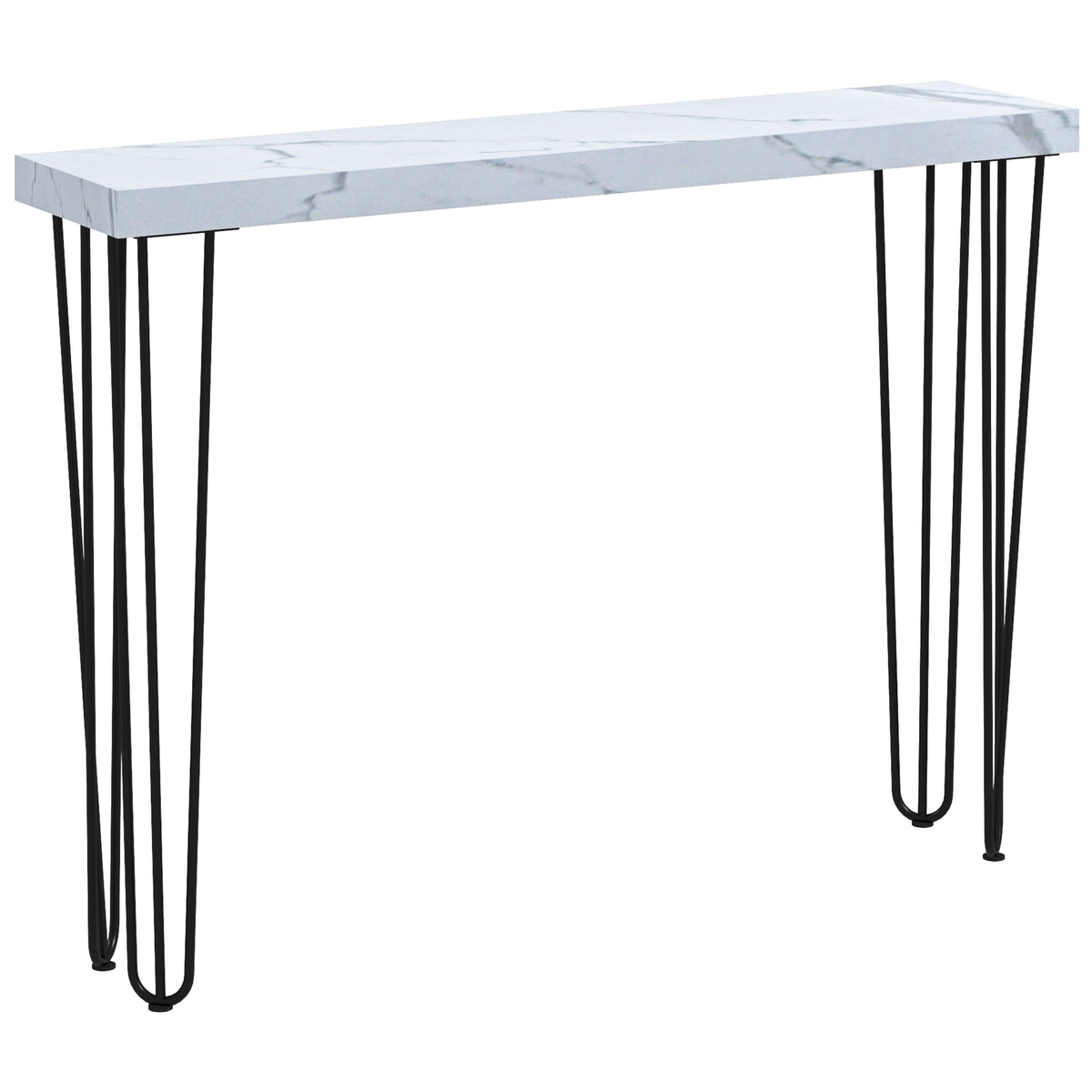 Mesa Consola Moderna Mesa de Entrada com Patas de Aço Anti-Tombo Móvel de Entrada para Sala de Estar Corredor 110x25x79,5 cm Branco — foto 1