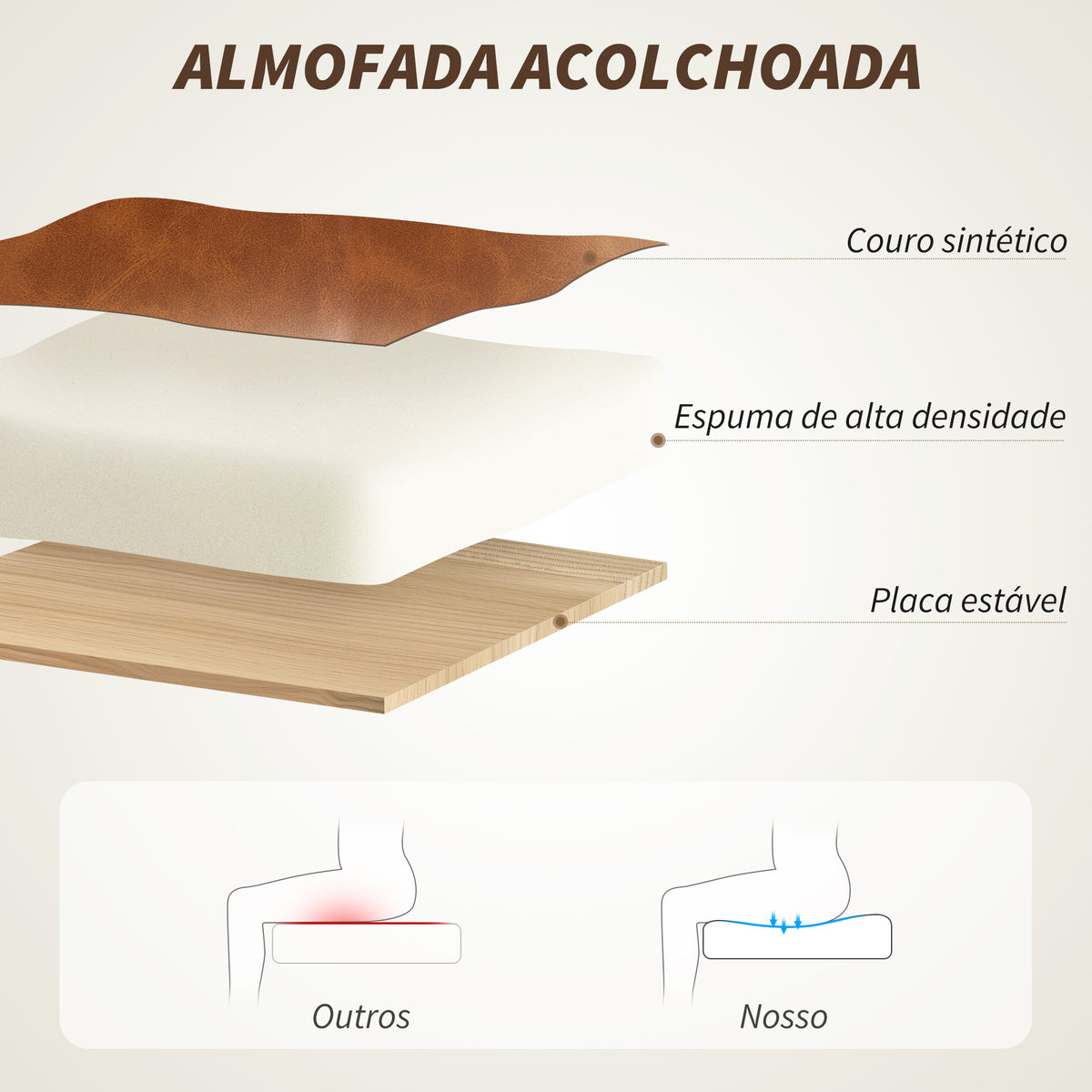 Cadeira de Escritório Giratória Cadeira de Escritório com Altura Ajustável Função Basculante e Encosto de Vime Sintético Cadeira de Estúdio Carga 120 kg 60x55,5x82-90 cm Marrom — foto 5