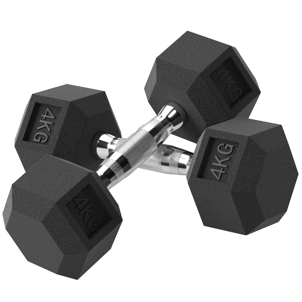 Conjunto de Halteres de 2x4kg com Barra Metálica e Cabeça Hexagonal Conjunto Pesos para Treino em Casa Ginásio 27,2x10,5 cm Preto e Prata — foto 1