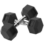 Conjunto de Halteres de 2x4kg com Barra Metálica e Cabeça Hexagonal Conjunto Pesos para Treino em Casa Ginásio 27,2x10,5 cm Preto e Prata — foto 1