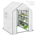 Estufa de Jardim Pequena de 3 Níveis com 6 Prateleiras Porta Enrolável Capa de PE e Estrutura de Aço para Cultivo de Plantas e Flores 140x143x190 cm Branco — foto 1
