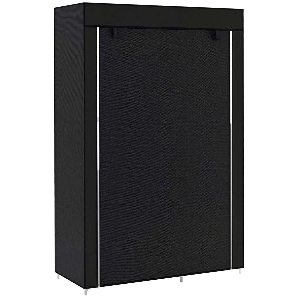 Roupeiro de Tecido Dobrável Armário de Roupa Portátil com 6 Prateleiras e 1 Barra de Pendurar para Dormitório Vestidor 103x43x162,5 cm Preto — foto 1