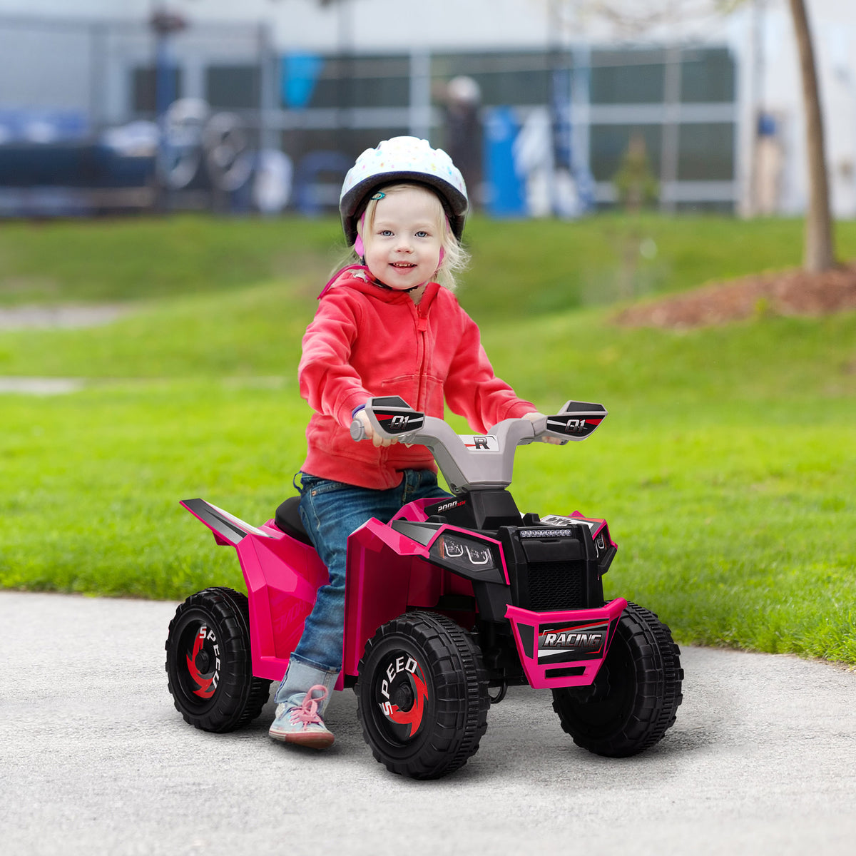 Quadriciclo Elétrico para Crianças 18-36 Meses Veículo Elétrico a Bateria de 6V com Velocidade 2,5 km/h Avanço e Marcha Atrás 70x41,5x48,5 cm Rosa — foto 2